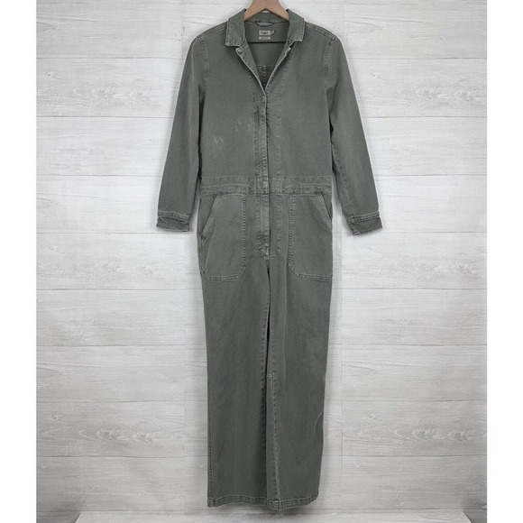 Faherty Womens Overland Twill Jumpsuit Small Olive Green Utility Flight FLAWED - Picture 2 of 16